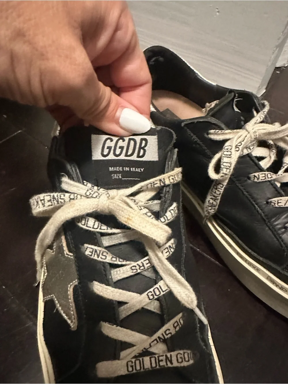 Golden Goose Black Leather Low-Top Sneakers with Silver Star